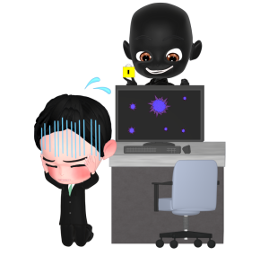 悪意のあるハッカーに攻撃された人のイラスト