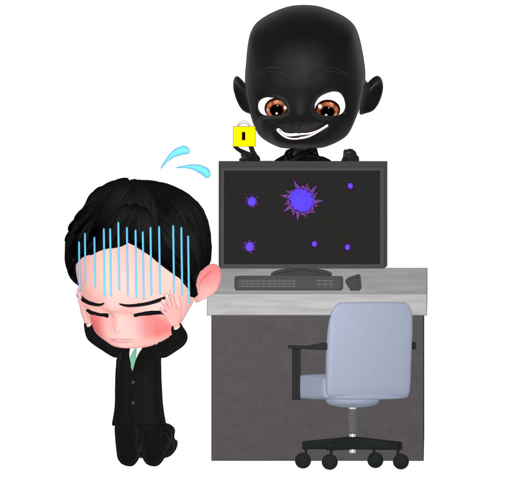 悪意のあるハッカーに攻撃された人のイラスト