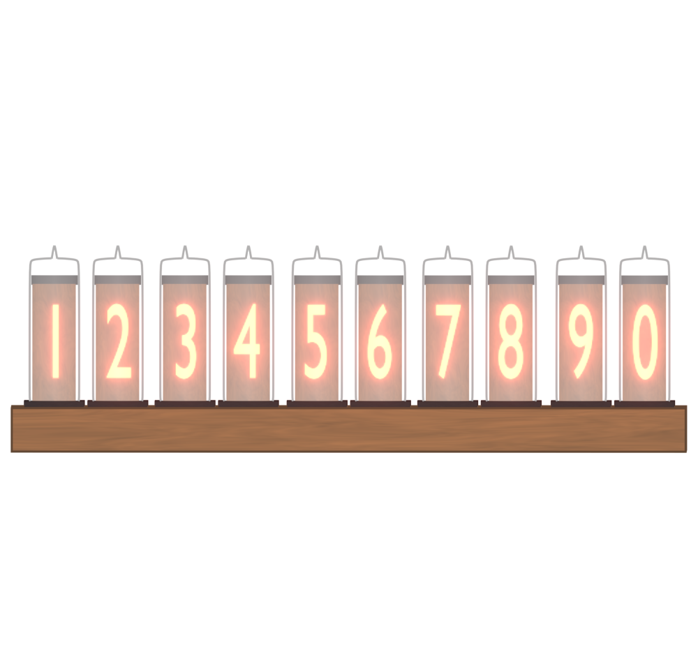 ニキシー管 置き時計の数字のイラスト