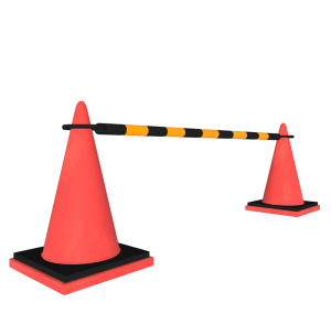 斜めから見るコーンバーとパイロンのイラスト