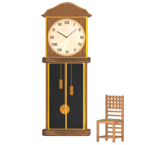 古時計と古椅子のイラスト