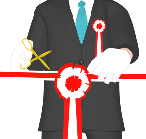 オープニングセレモニー テープカットのイラスト