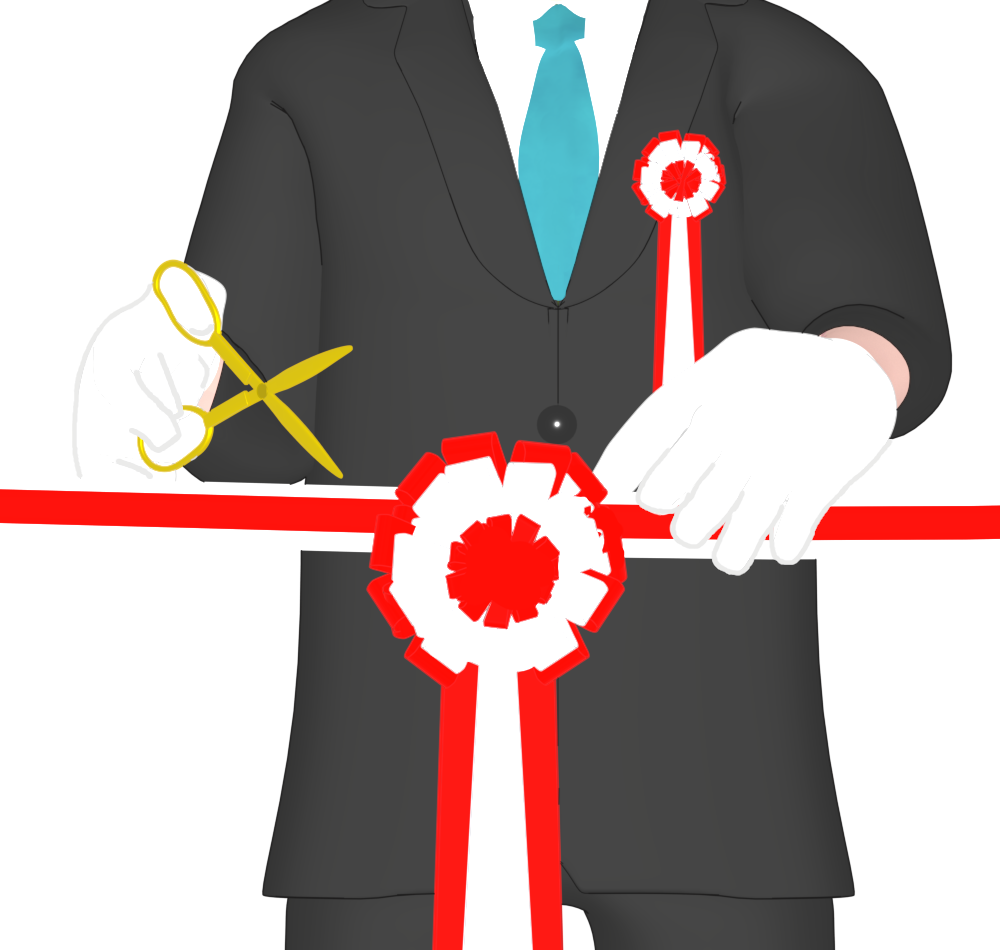 オープニングセレモニー テープカットのイラスト