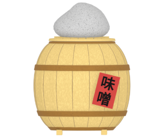 漬物石が乗った樽のイラスト
