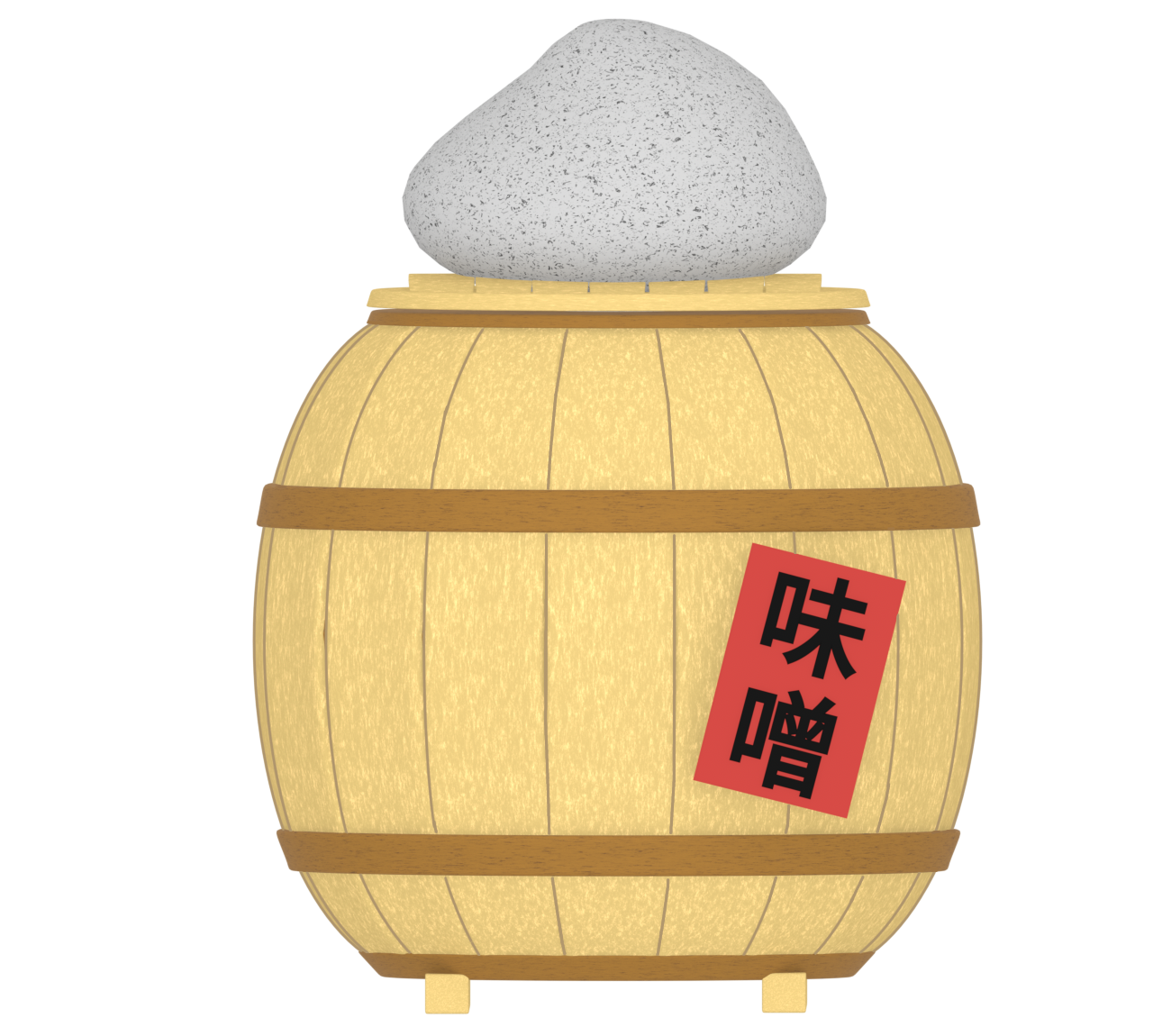 漬物石が乗った樽のイラスト