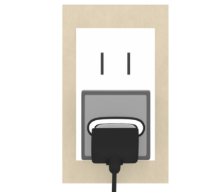 コンセントでUSB充電器を使うイラスト