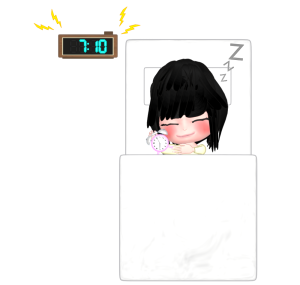 二度寝をする女性のイラスト