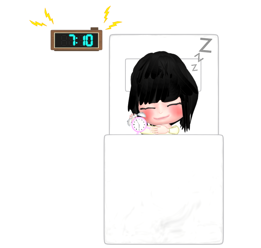 二度寝をする女性のイラスト