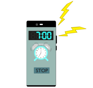 スマートフォンの目覚まし時計のイラスト