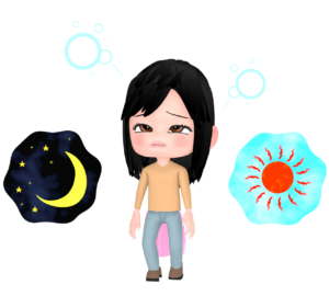 朝まで徹夜をした人のイラスト