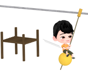 ターザンロープで遊ぶ子供のイラスト
