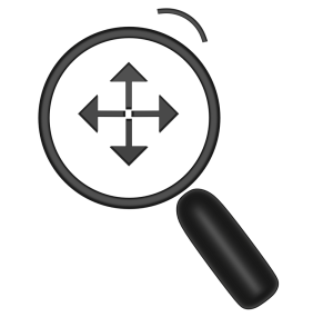 上下左右の矢印と虫眼鏡のアイコン