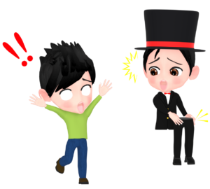 上半身と下半身が分離するマジックのイラスト