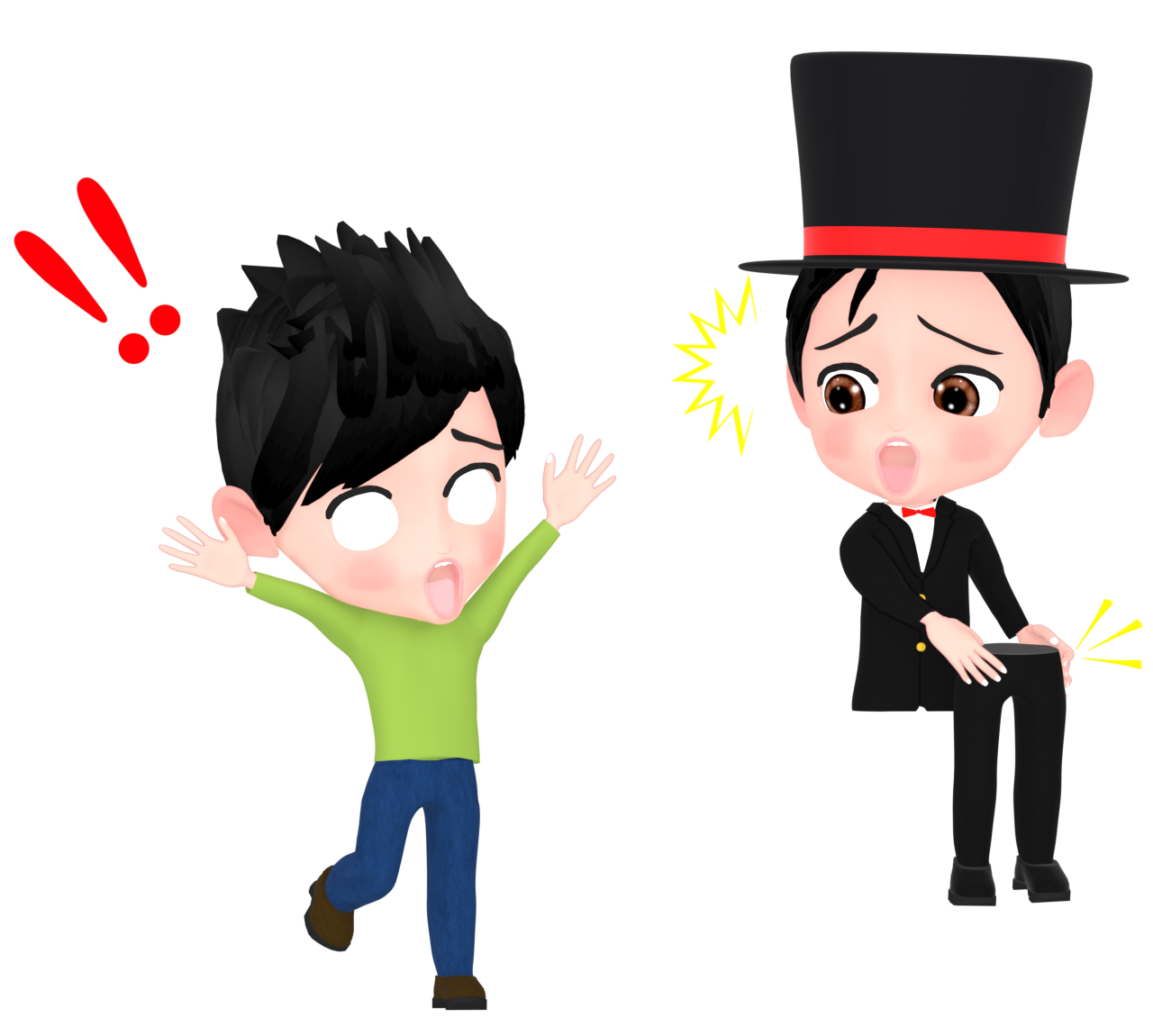 上半身と下半身が分離するマジックのイラスト