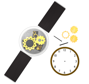 時計を分解するイラスト