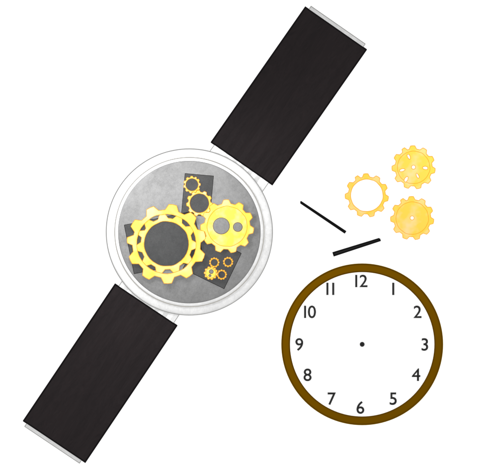 時計を分解するイラスト
