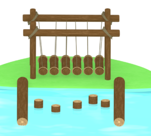 水上アスレチックのイラスト