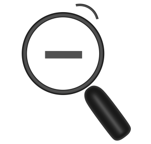 縮小の虫眼鏡のアイコン