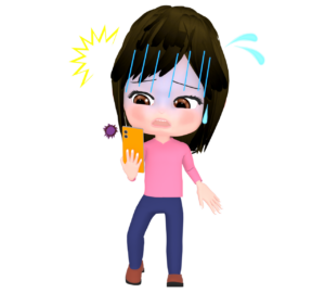 アカウントが乗っ取られた女性のイラスト