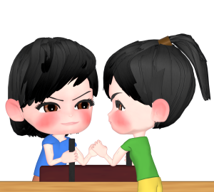 アームレスリングをする女性のイラスト