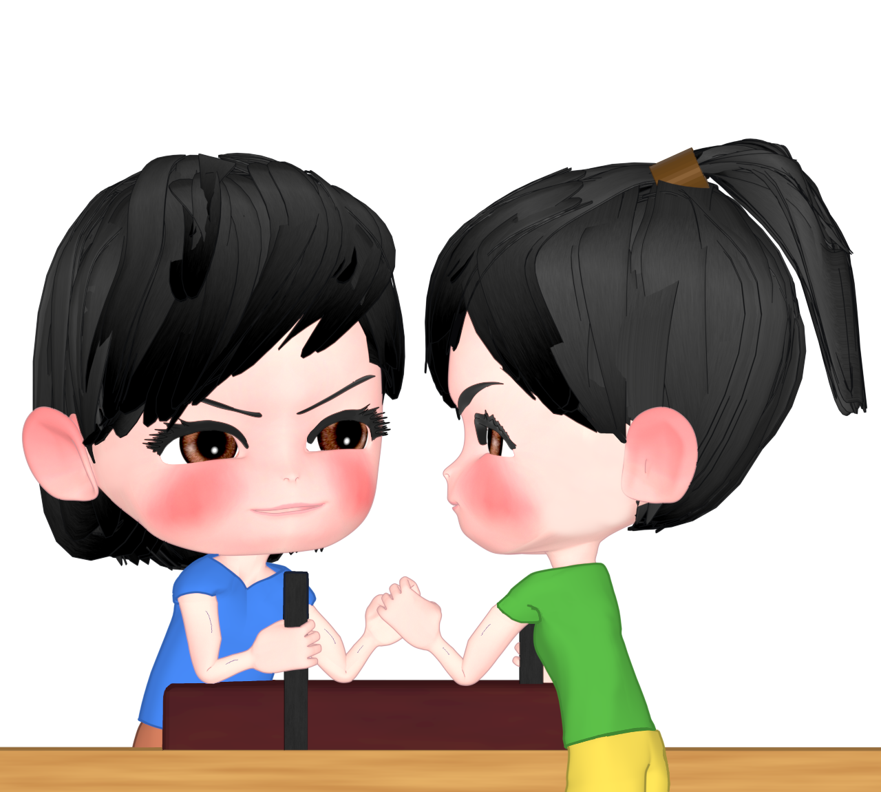 アームレスリングをする女性のイラスト