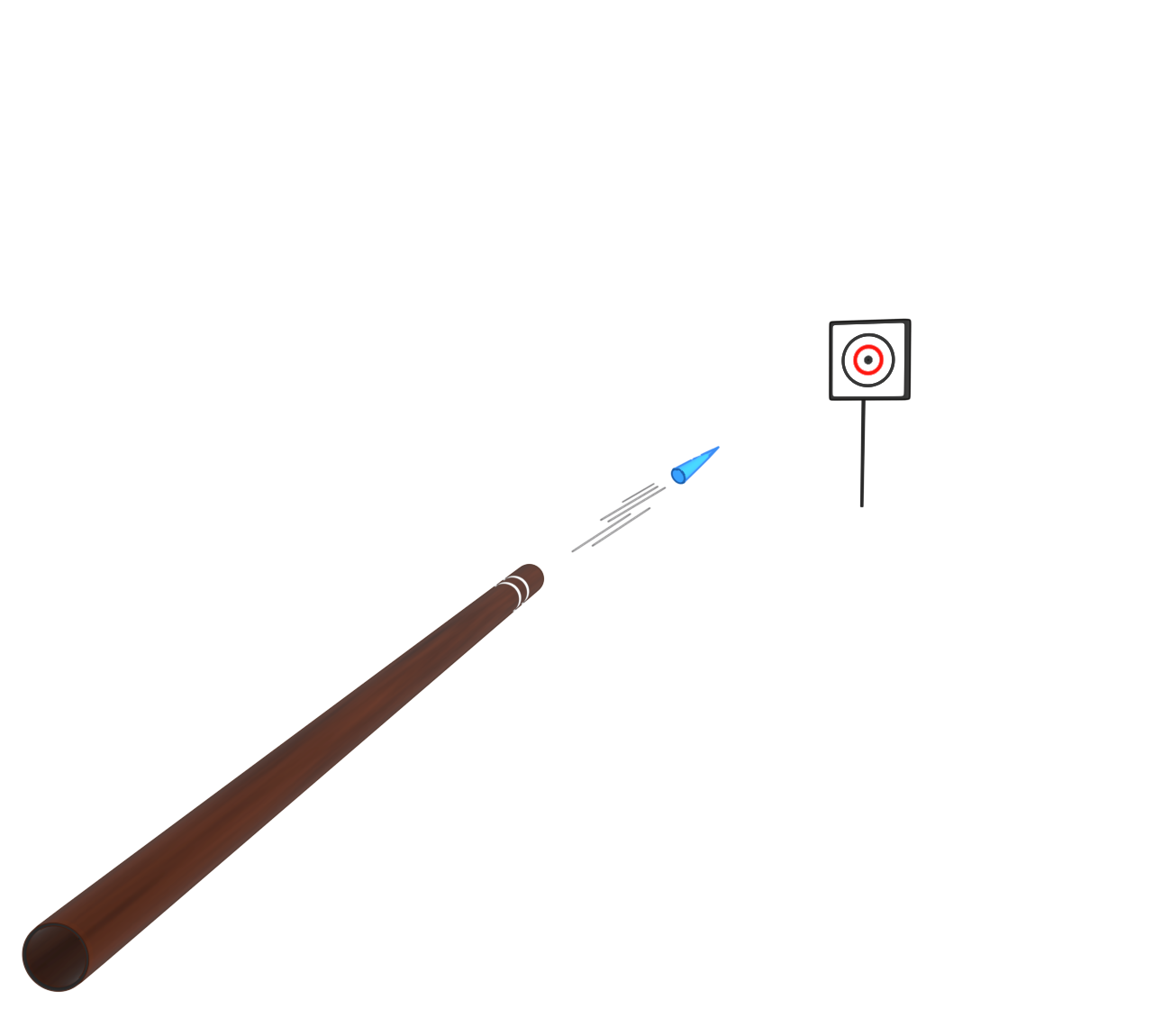 吹き矢で的に当てるイラスト