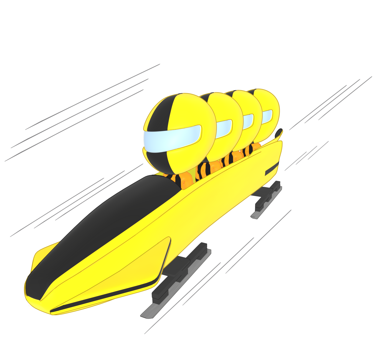 ボブスレー４人乗り選手のイラスト