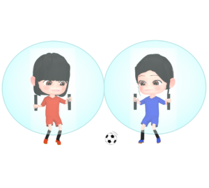 バブルサッカーをする女性のイラスト