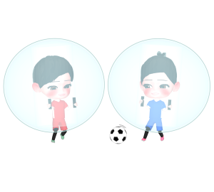 バブルサッカーをする女性のイラスト