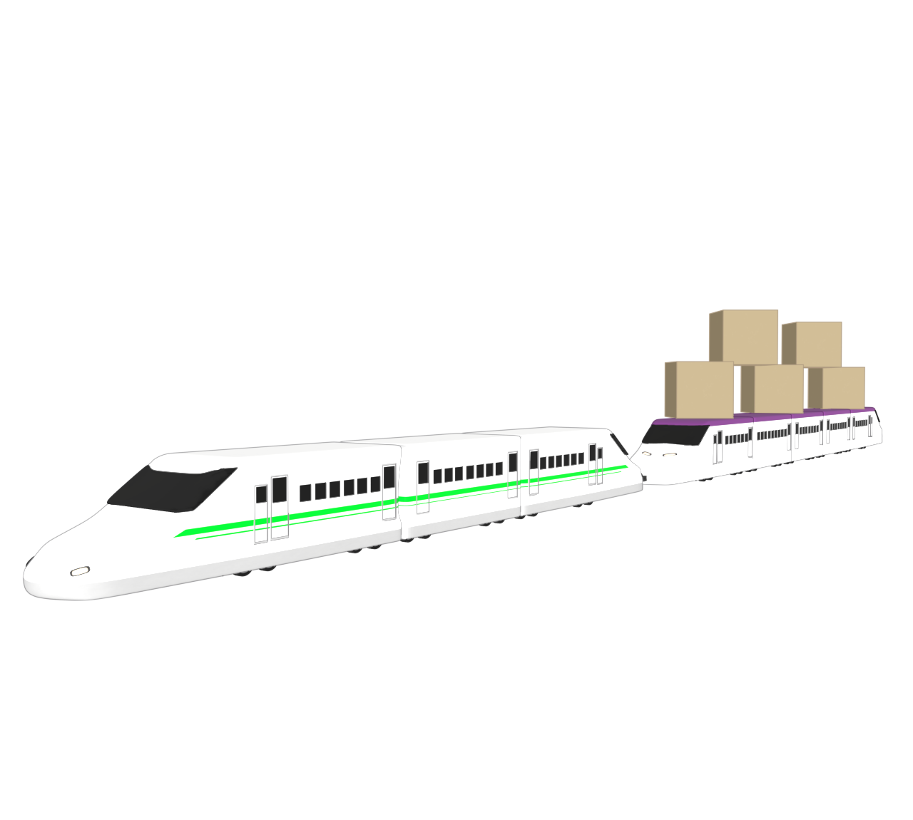 荷物を運ぶ荷物専用新幹線のイラスト