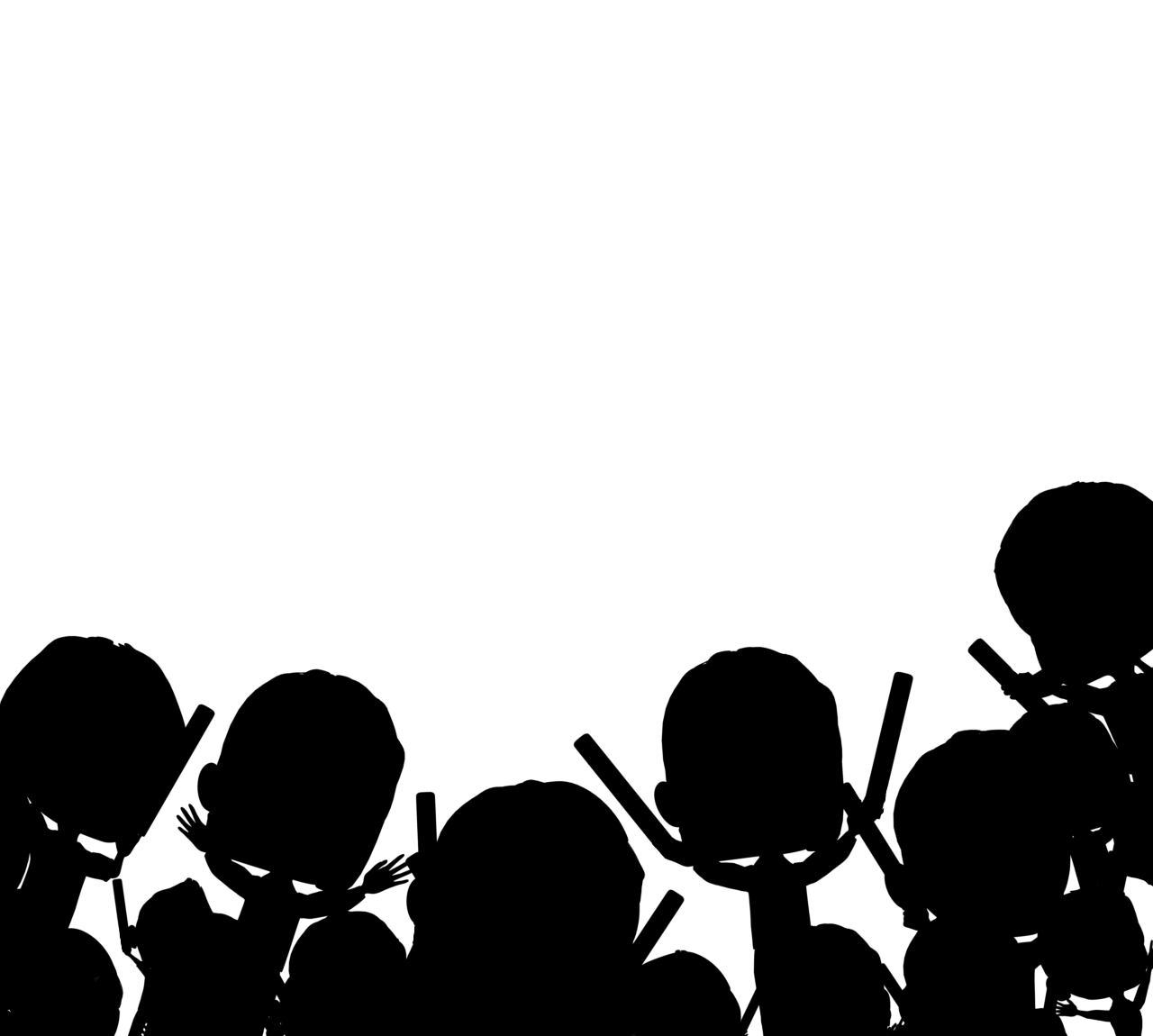 応援をする観客のシルエット