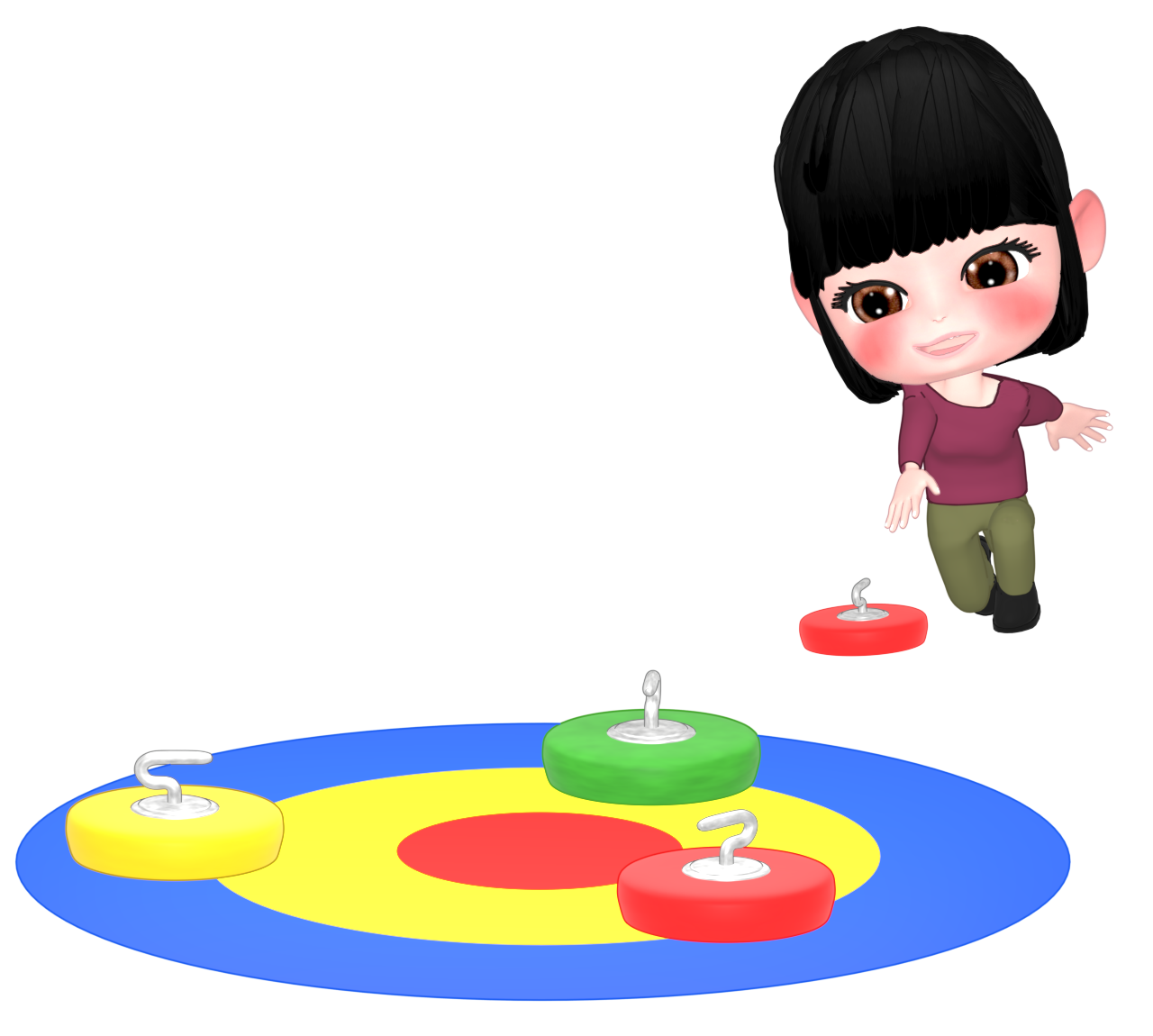 カローリングを楽しむ女性のイラスト