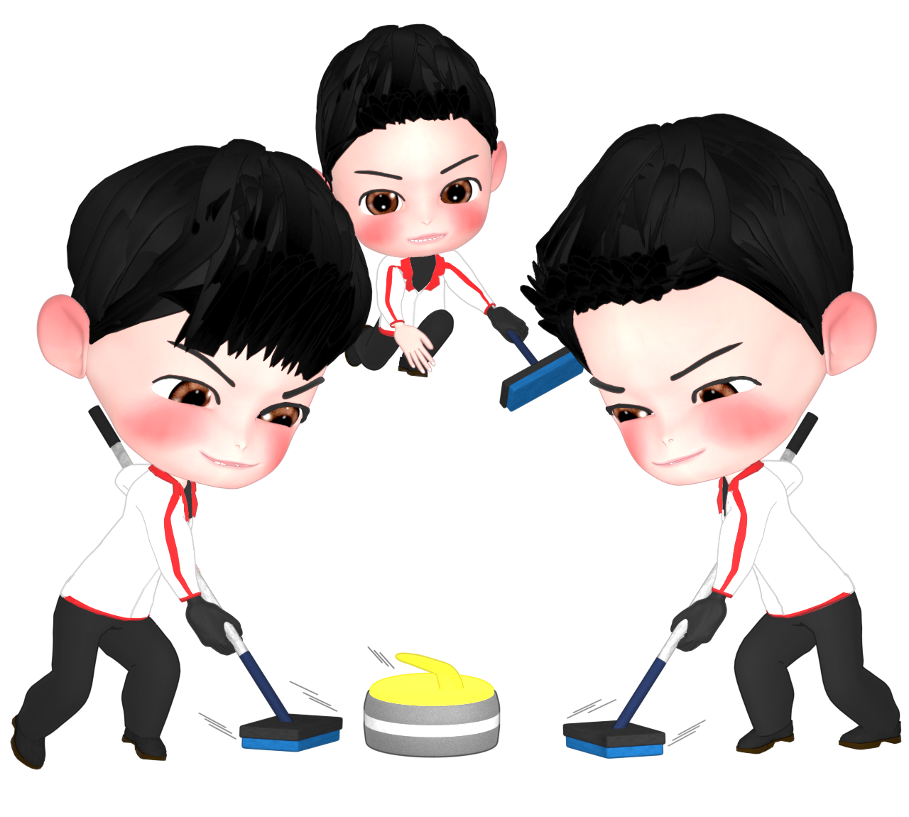 かっこいいカーリングをする人のイラスト