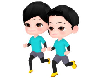 カップルで走るイラスト