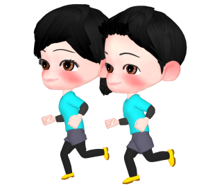 カップルで走るイラスト
