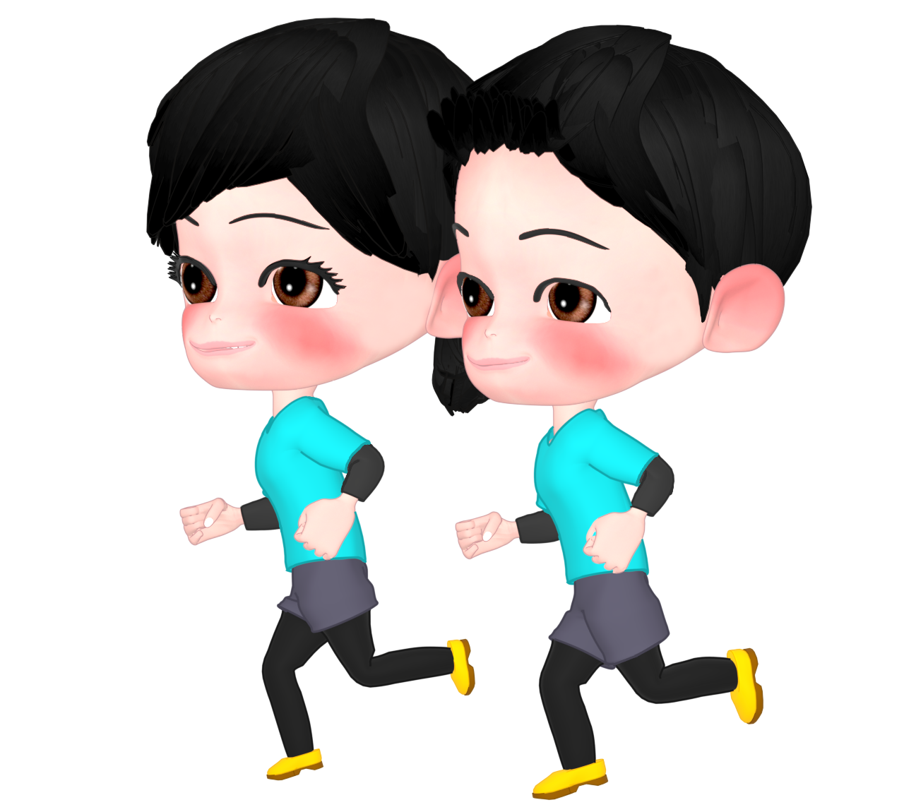 カップルで走るイラスト