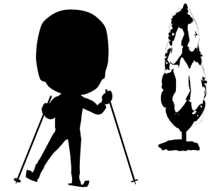 クロスカントリースキーのシルエット