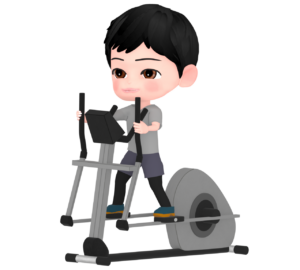 クロストレーナーで運動をする人のイラスト