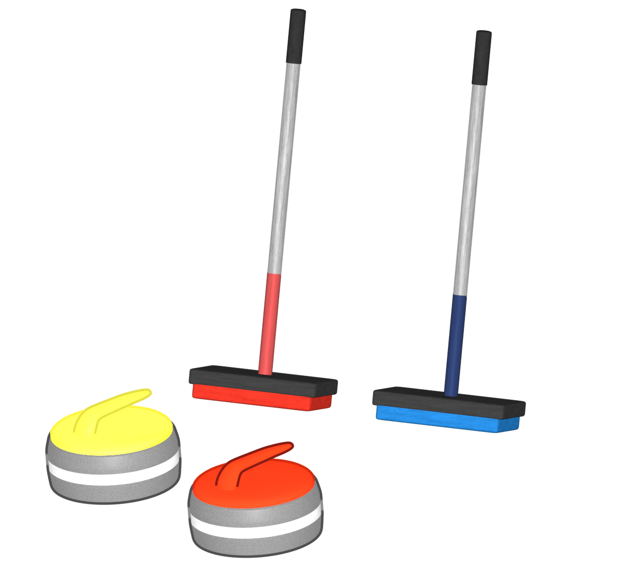 カーリングのブラシと石のイラスト