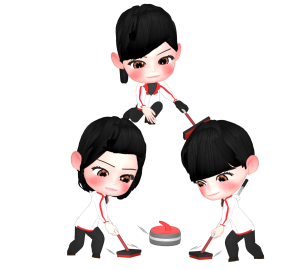 かわいいカーリングの女子選手のイラスト