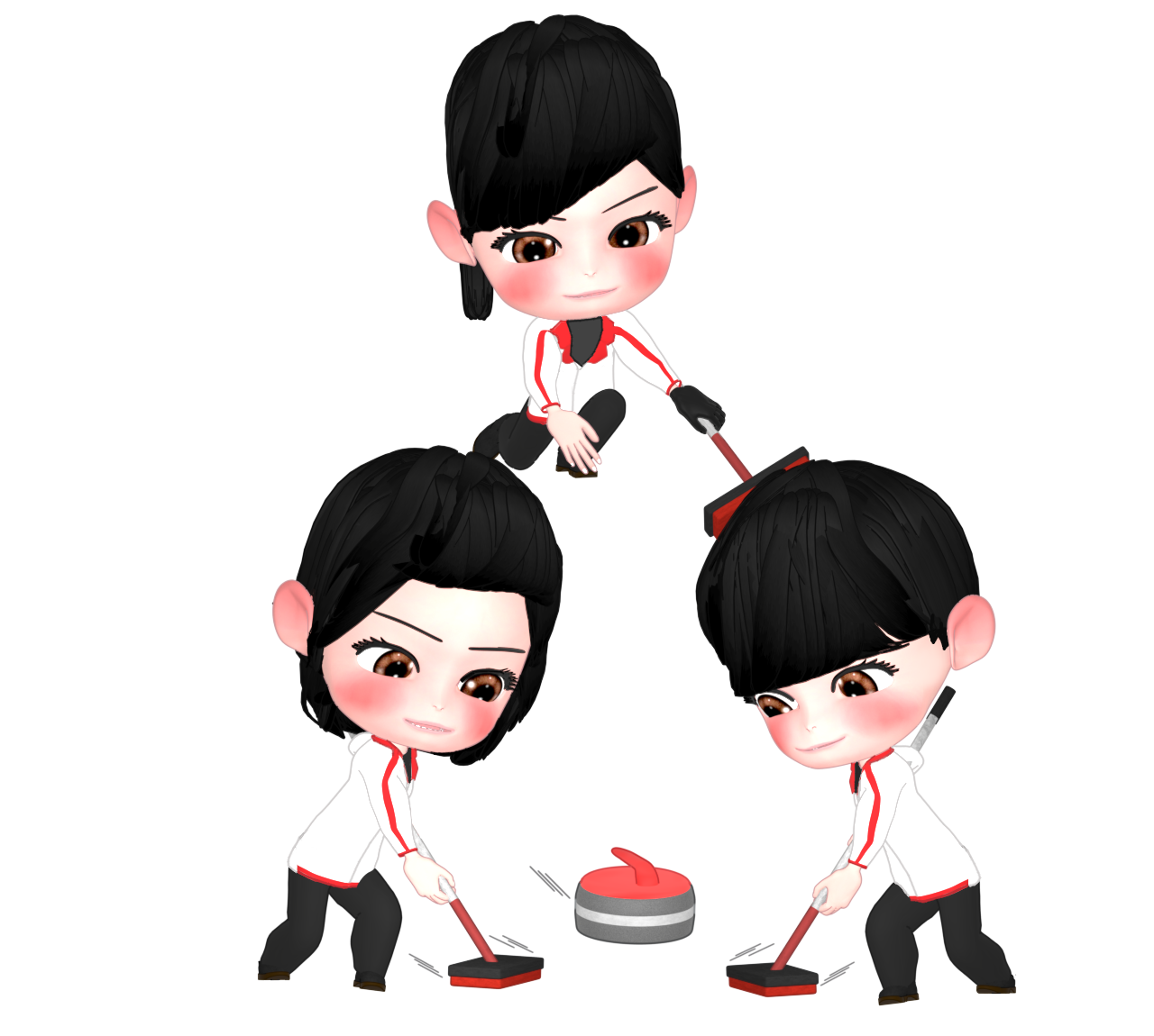 かわいいカーリングの女子選手のイラスト