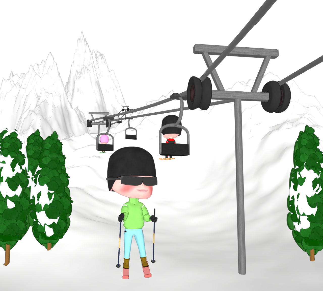 かわいいスキー場のイラスト