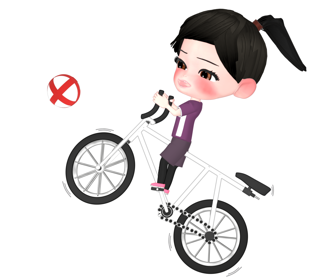 サイクルサッカーを楽しむ女性のイラスト