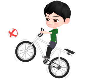 サイクルサッカーをする人のイラスト