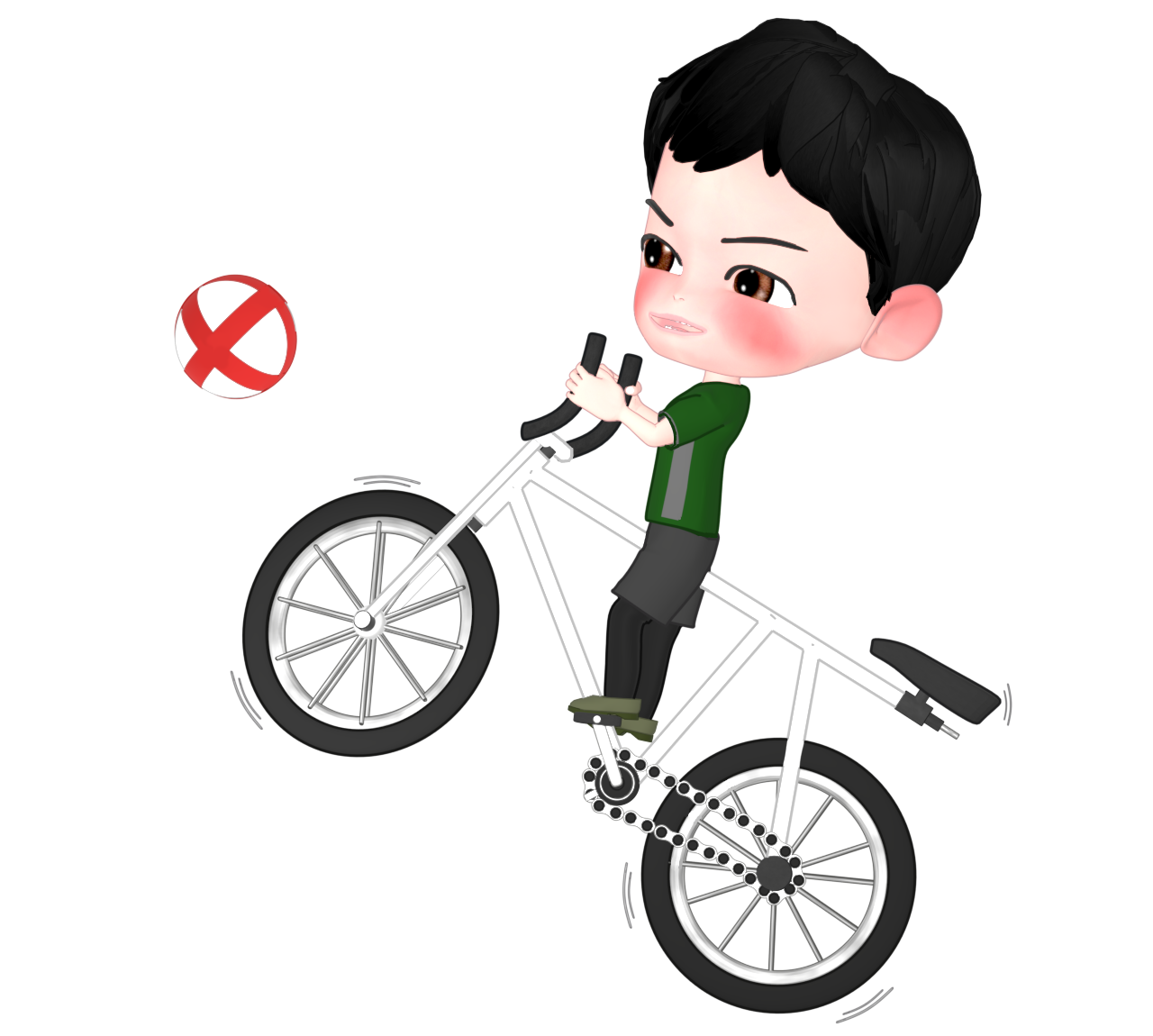 サイクルサッカーをする人のイラスト