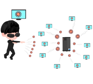 分散型サービス拒否のイラスト