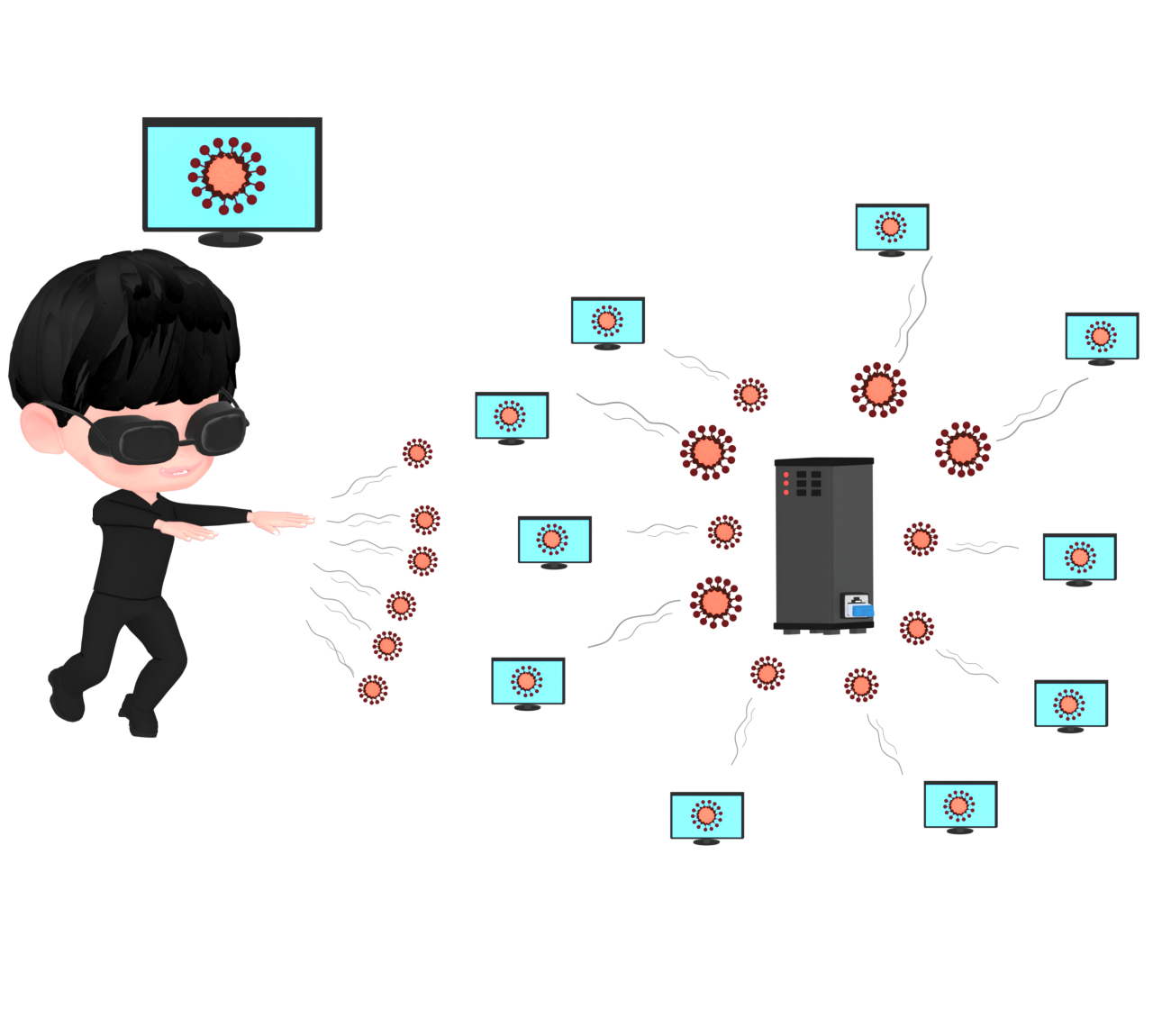 分散型サービス拒否のイラスト