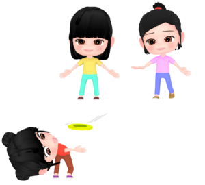 ドッジビーをする女の子のイラスト