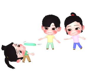 ドッジビーをする女の子のイラスト