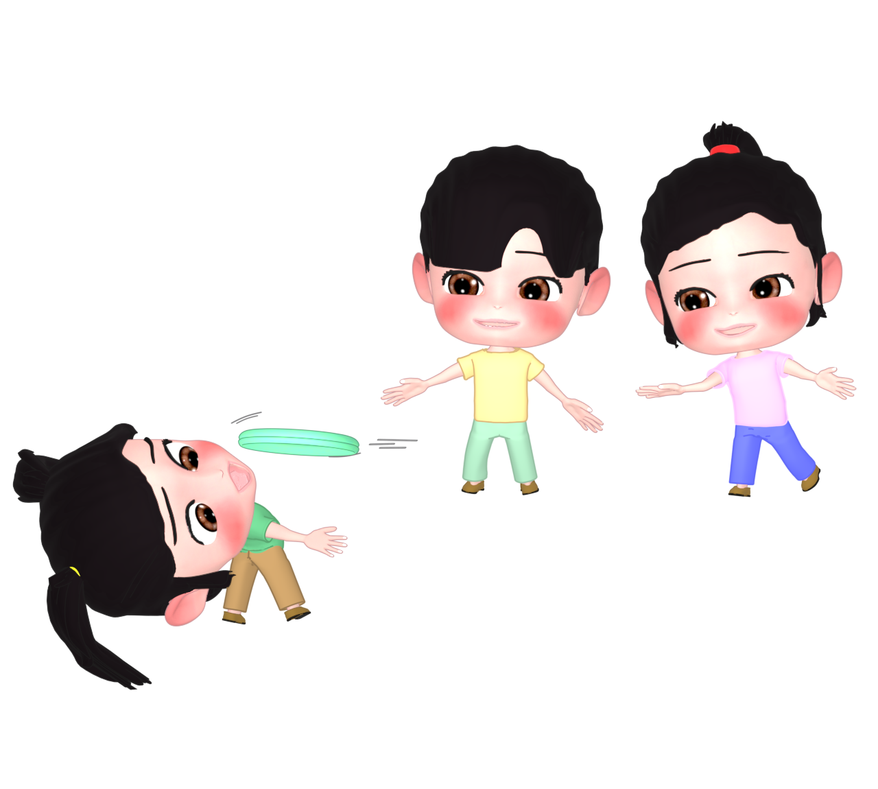 ドッジビーをする女の子のイラスト